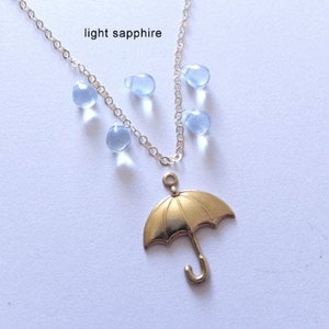 NEW Rainy Day Umbrella Jewelry Necklace 14K Gold Filled Brass Jewelry Droplets Singing in the Rain Meteorologists Gift for Her image 6