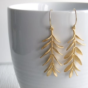 Maile Lei Leaf Earrings - 16K Gold Plated - Authentic Charm - Woodland Jewelry - Gift for Her - Laurel Botanical Earrings