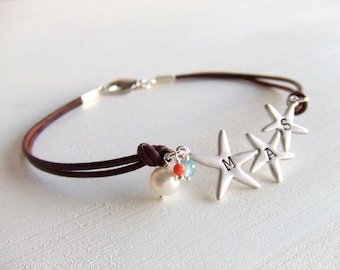 Silver Starfish Bracelet - Personalized Gift - Sisters Gift - Gift for Her - Beach Jewelry Gift - Ocean Life - Mermaid's Starfish Jewelry