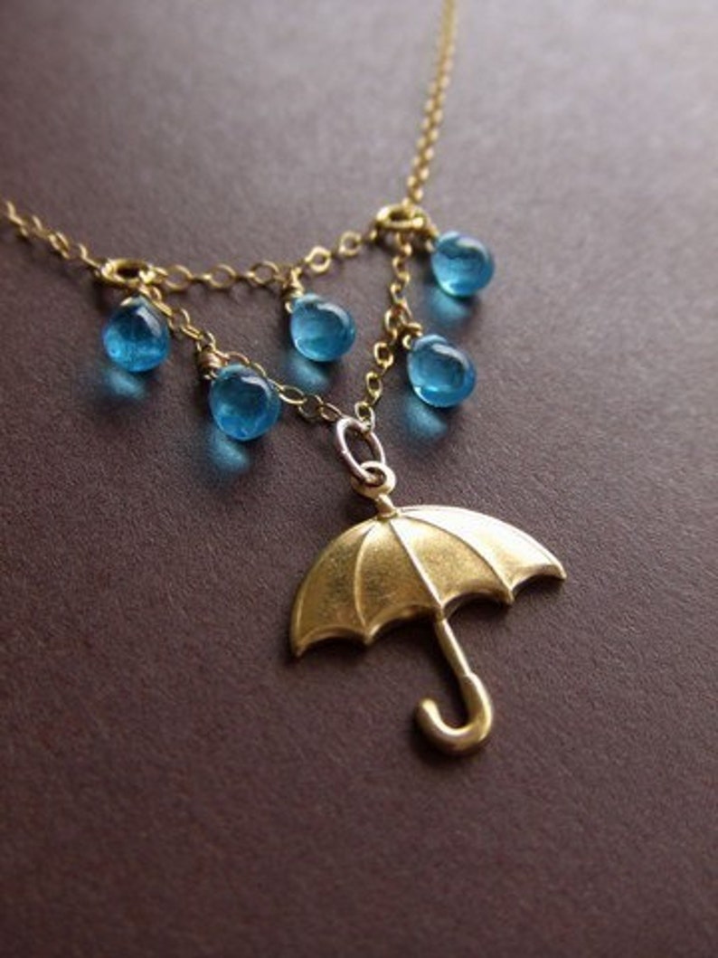 Rainy Day Umbrella Jewelry Necklace 14K Gold Filled Brass Etsy