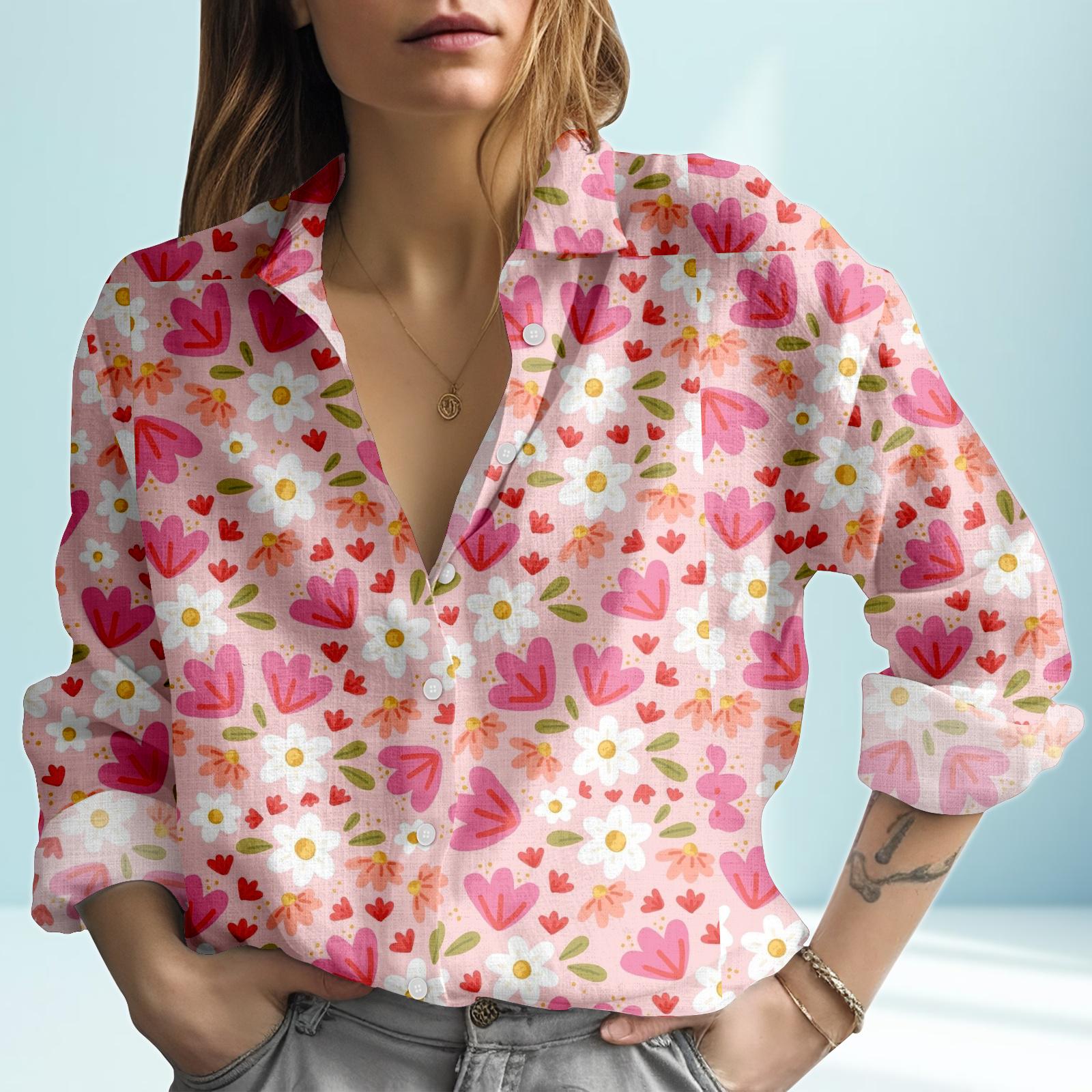 Pink Floral Blouse - Etsy
