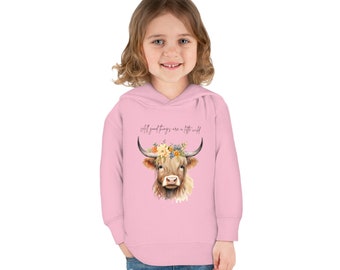 All things are a little wild Boho Highland Cow Toddler Pullover Fleece Hoodie