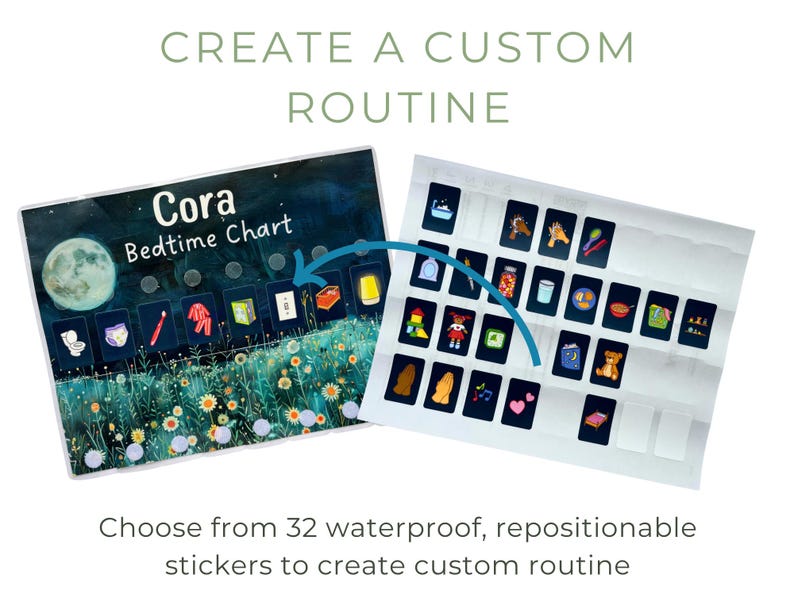 Nighttime Routine Sticker Chart Bedtime Flip Chart - Create Custom Routine With Stickers - Etsy