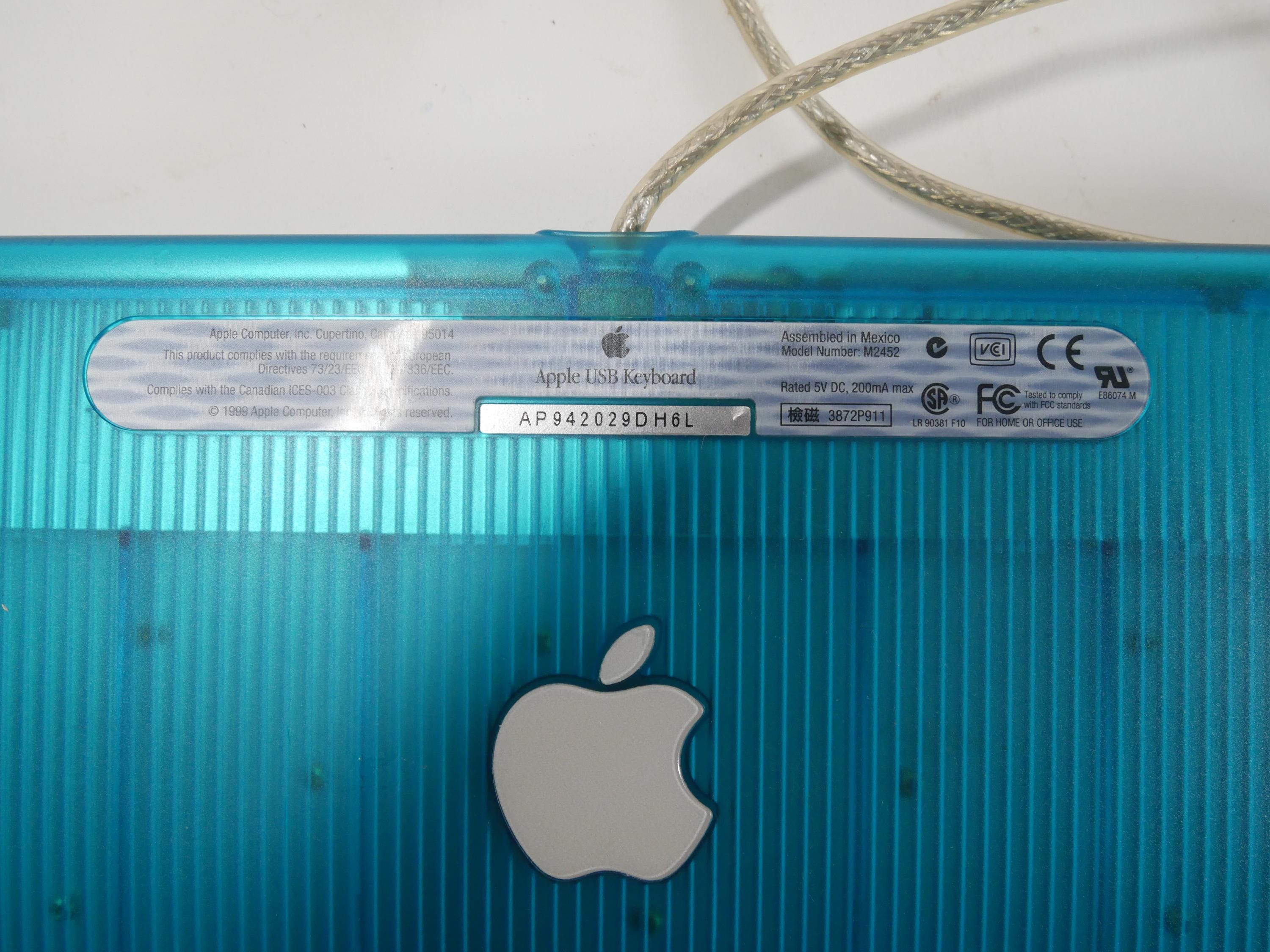 Vintage Apple USB Keyboard Blue Imac Power Mac M2452 Tested Works