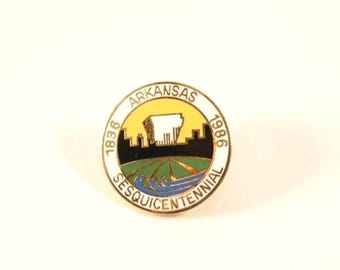 Vintage Arkansas Sesquicentennial 1836 1986 Vintage Lapel Enamel Pin