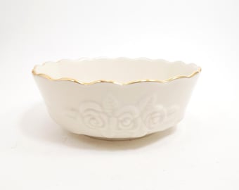 Porcelanowa miska z pierścieniem i złotym wykończeniem w stylu Cottagecore, vintage Lenox Rose, 4,5 cala, malowana ręcznie