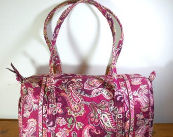 Vintage VERA BRADLEY Weekender Piccadilly Plum Paisley Duffel Bag Retired 2005 18" Granny Grannycore