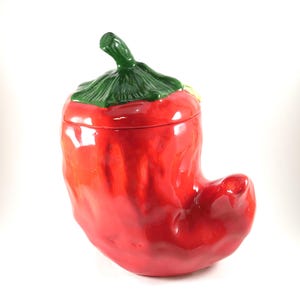 Vintage Red Chili Pepper Cookie Jar 9&quot; x 11&quot;