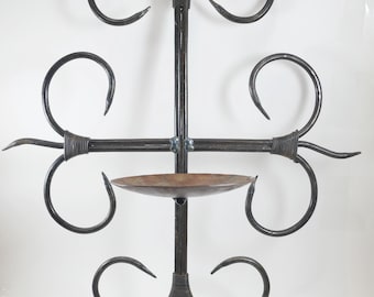 Geschmiedete Schmiedeeisen Wandleuchte für Stumpenkerze 17 "Hoch Goth Primitive