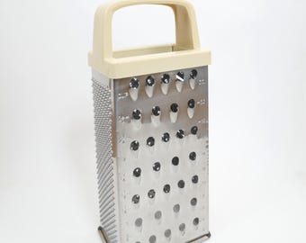 Vintage Cheese Grater Box Stye w/ Handle 4-Sided Kitchen Stainless Steel