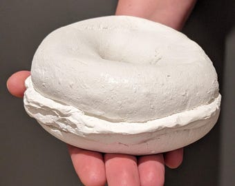 Plaster of Paris Bagel and Cream Cheese Paperweight