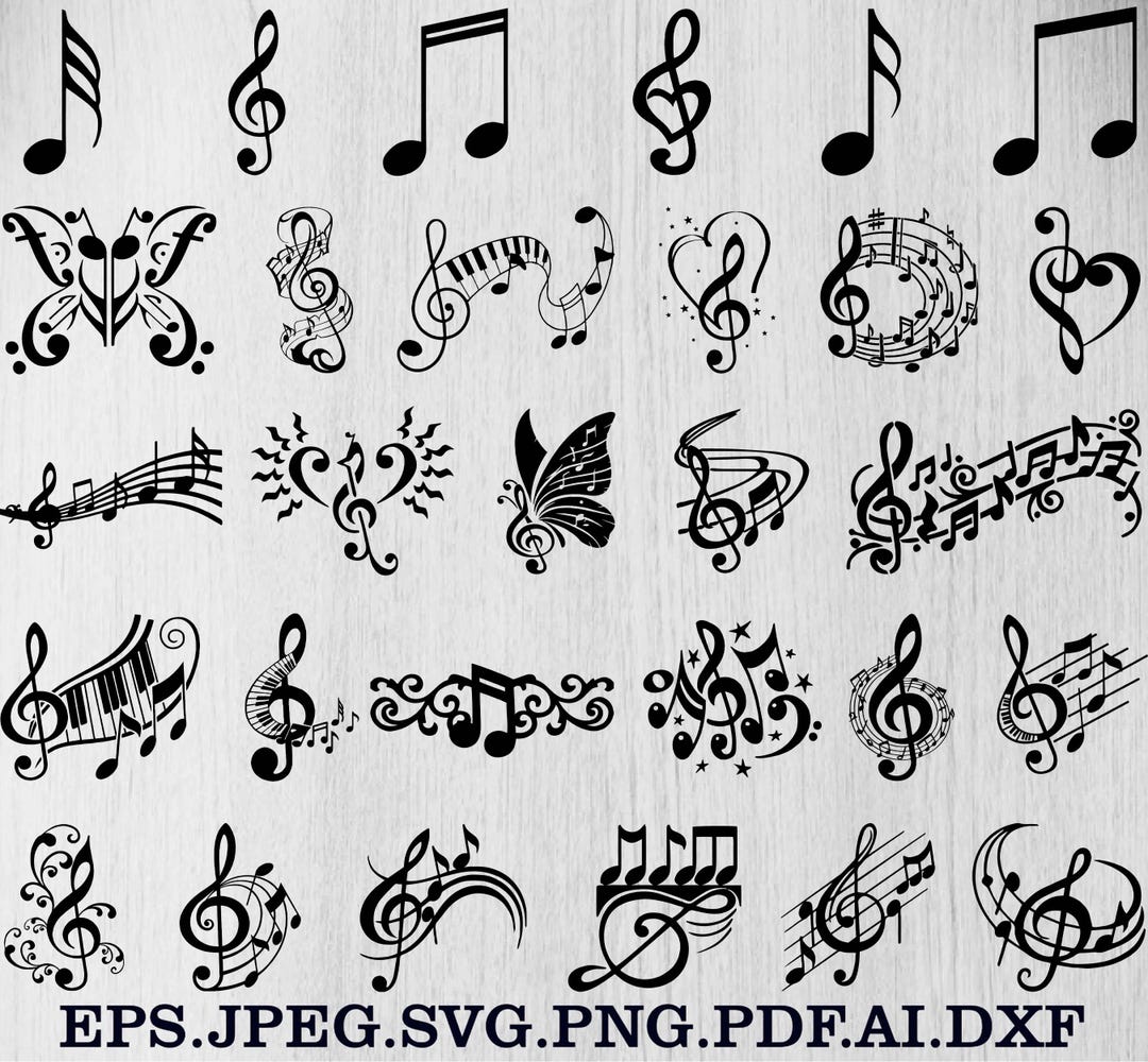 Music Notes Svg Bundle, Music Notes Clipart, Music Svg, Music Notes ...
