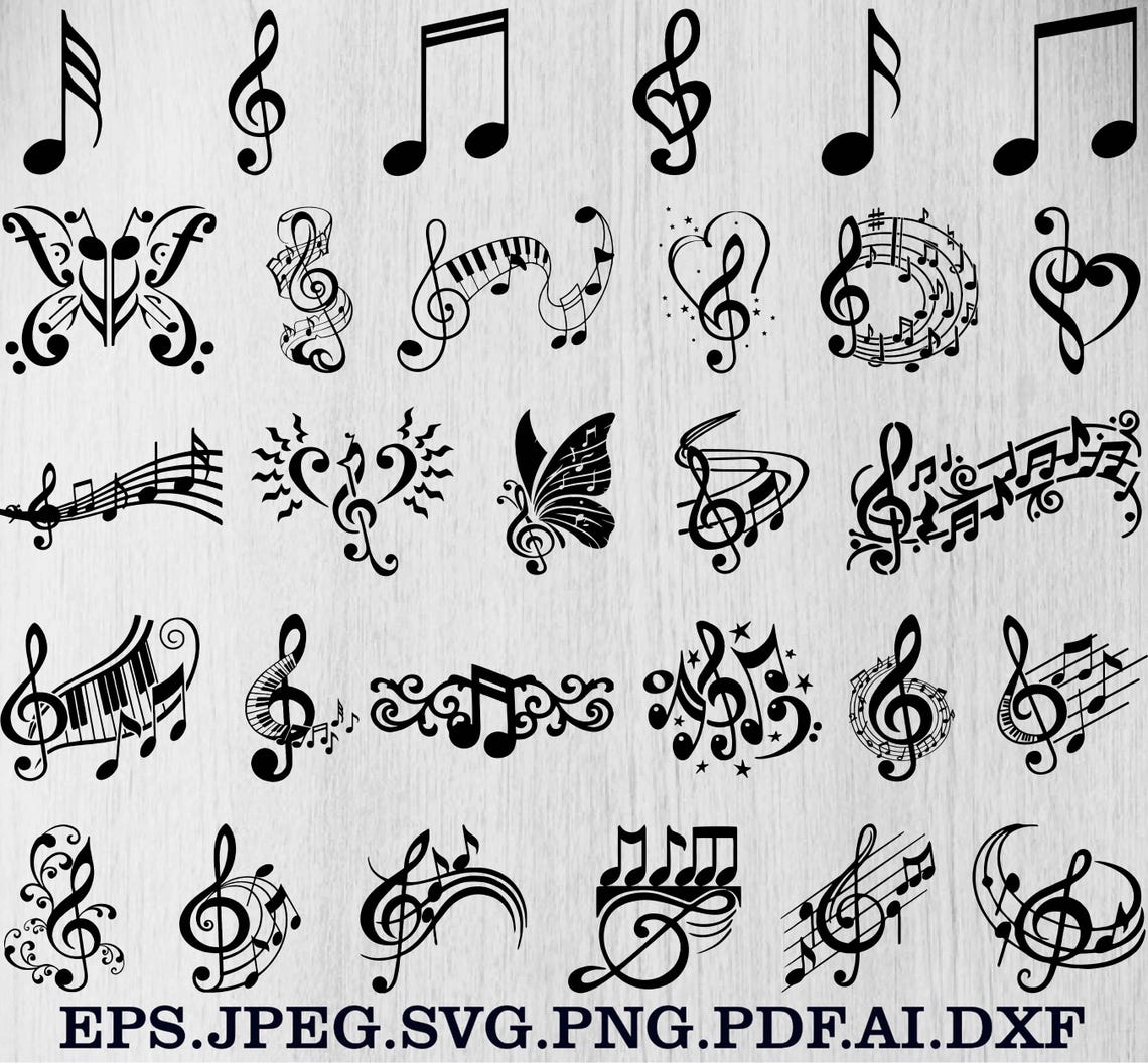 Music Notes Svg Bundle, Music Notes Clipart, Music Svg, Music Notes ...