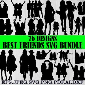 友達SVGバンドル、友達クリップアート、回路用友達カットファイル、親友SVG、親友SVG、女の子の友達SVG、親友クリップアート、友達シルエット