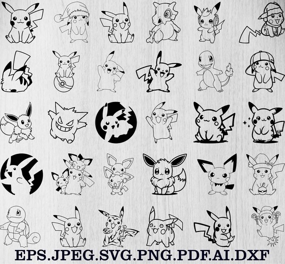 Pokemon Svg Bundle, Pokemon Clipart, Pokemon Svg, Pokemon Cut Files For Circut, Pokemon Silhouette, Pokemon Vector, Cartoon Svg Bundle, Png