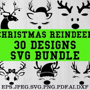 Christmas Reindeer Faces Svg Bundle, Girl Reindeer Svg, Christmas 2024 Svg, Cute Reindeer Face Svg, Boy Reindeer Svg, Reindeer Face Svg,Png