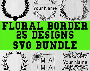Bloemen SVG-bundel, bloemenrand SVG-bundel, bloemen clipart, bloemen silhouet, bloemen gesneden bestanden voor circuit, bloemen png, bloem frame SVG