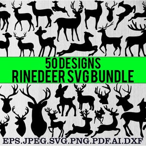 Reindeer Svg Bundle, Reindeer Clipart, Christmas Reindeer Svg, Reindeer Cut Files For Circut, Reindeer Silhouette, Christmas Reindeer Vector