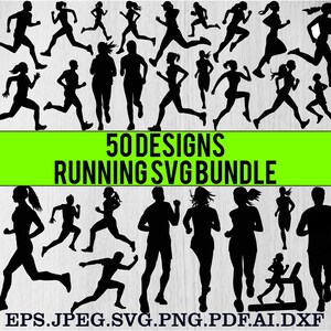 Laufen-Svg-Bundle, athletische Silhouetten, laufende Frau zwart, laufendes Png-Bundle, laufende Menschen svg, laufender Mann svg, Übungslauf svg, Png