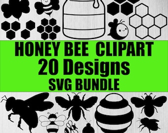 蜂の SVG バンドル | 蜂の巣の SVG | ハニカムの SVG | 蜂のクリップアート | 蜂のカット ファイル | ハチの SVG | 女王蜂の SVG | 蜂のシルエット | 蜂のパス バンドル、DXF