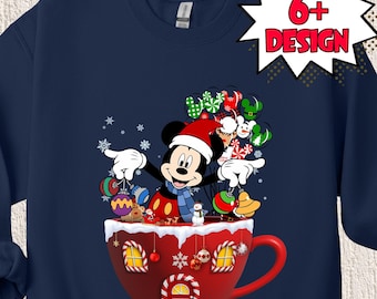Sudadera navideña familiar de Disney personalizada, camiseta de Disneyland a juego, sudadera familiar con personajes navideños, sudadera navideña familiar de Disney
