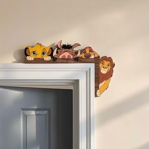 Disney Lion King Wooden Door Corner Sign, Simba Timon Pumbaa Door Topper, Playroom Decor