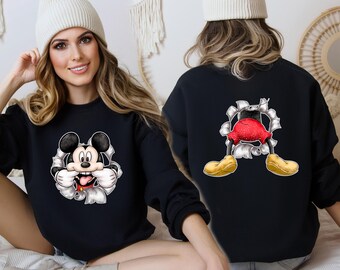 Vintage Mickey Front And Back Sweatshirt, Disney Mickey Shirt, Disney Family Trip Shirt, Mickey Mouse 2 Sided Shirt,Disney Family Sweatshirt