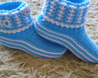 Bright,beauttiful,natural home slippers.Hand knitting,using ancient Bulgarian tradition