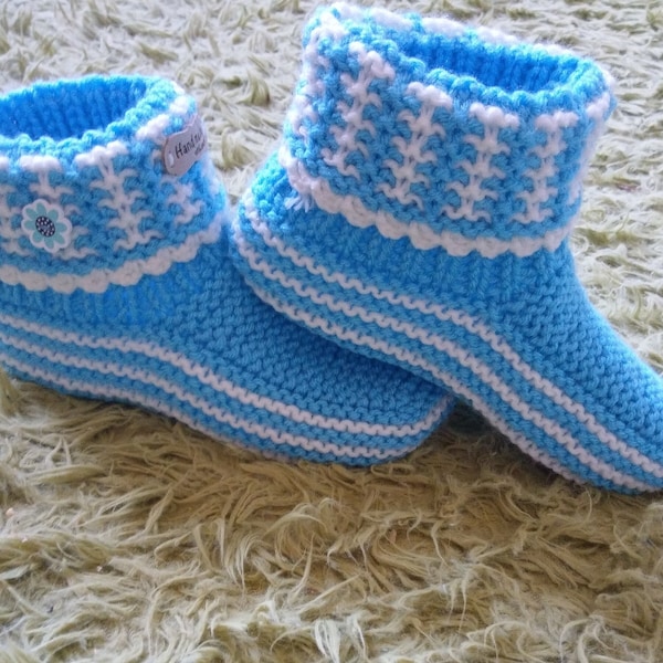 Bright,beauttiful,natural home slippers.Hand knitting,using ancient Bulgarian tradition