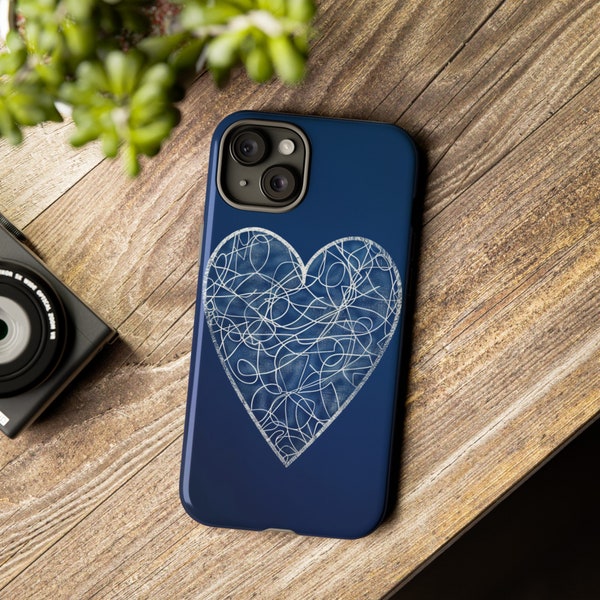 Phone Case - Hard Shell - Line Art Collection (15) for IPhone Samsung and Google phones - Fine Line Art Heart - soft design