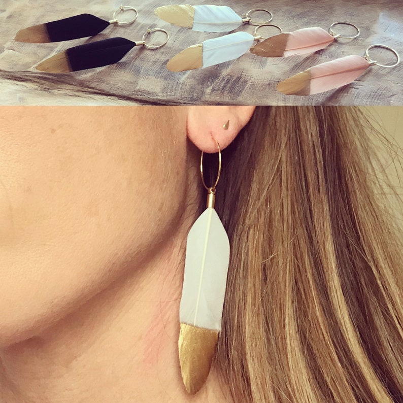 Gold-tip Feather Earrings