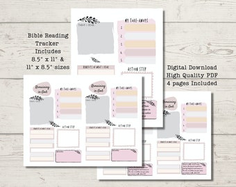 Printable Bible Reading Tracker Pages, Bible Reading Journal, Prayer Journal Pages, Bible Study Aid, Christian Study Aid, Instant Download