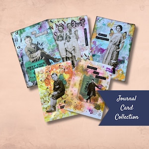 Mixed Media Art Journal Cards, Paper Doll Art Journal Cards, Journal Card Set, Mixed Media Artist Cards, Junk Journal Add Ons