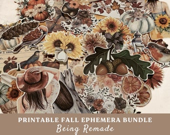 Fall Ephemera: Printable Autumn Journal Cards, Tags (PDF Download)