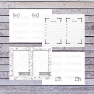Gratitude Journal Pages: Black & White Printable Paper (Digital Download)