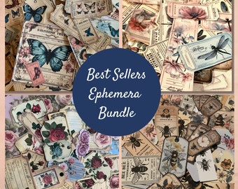 Shabby Chic Ephemera Bundle: Vintage Tags, Tickets, Butterflies (Digital Download)