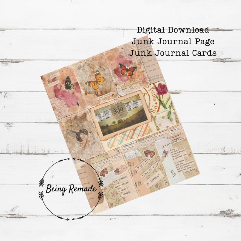 Ephemera, Digital, Butterfly, Collage, Journal Cards, Tags, Download, Junk Journal Supplies, DIY, Printable Paper, Journal Making image 1