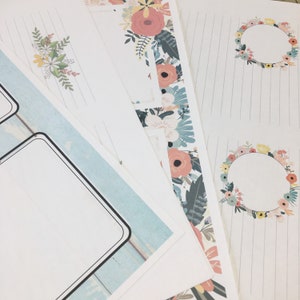 Botanical Journal Papers, Blank & Lined Floral Journal Pages, Printable Journal Papers, Instant Download, Printable Prayer Journaling Pages