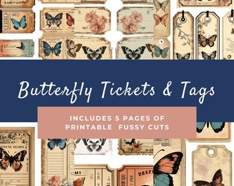 Butterfly Ephemera: Vintage Style Tags & Tickets (Digital Download)