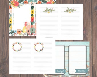 Floral Gratitude Journal Pages: Printable Lined Paper (PDF Download)