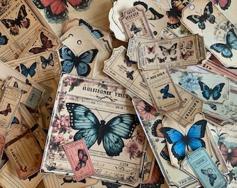Butterfly Ephemera: Vintage Style Tags & Tickets (Digital Download)