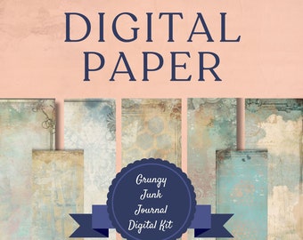 Printable Grungy Junk Journal Kit: Vintage Style Pages, Tags, Pockets (Digital Download)