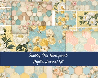 Shabby Chic Honeycomb Journal Kit: Floral Paper Tags (Digital Download)