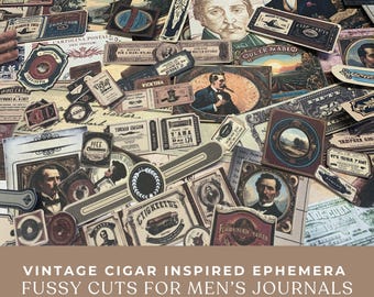 Vintage Cigar Ephemera, Fussy Cuts, Men's Journal Cards (Digital Download)