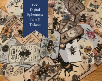 Bee Ephemera: Vintage Style Tags & Tickets (Digital Download)