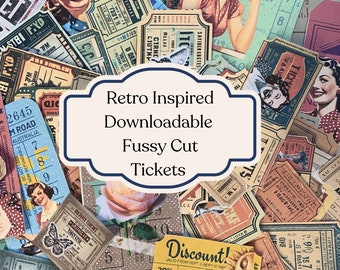 Retro Fussy Cut Ticket Ephemera: Mid-Century Junk Journal (Digital Download)