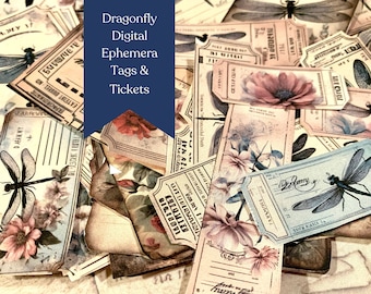 Dragonfly Ephemera Set: Vintage Style Tags & Tickets (Printable)