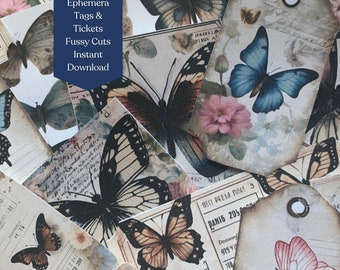 Butterfly Ephemera: Vintage Inspired Tags & Tickets (Digital Download)