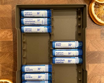 Black Walnut Homeopathic Remedy Organizer Tray - Holds 20 Tubes