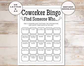 Office Bingo Printable Game, Human Bingo, Icebreaker Bingo, Coworker Bingo, Get To Know You, Mingle Bingo, Find Someone Who Game